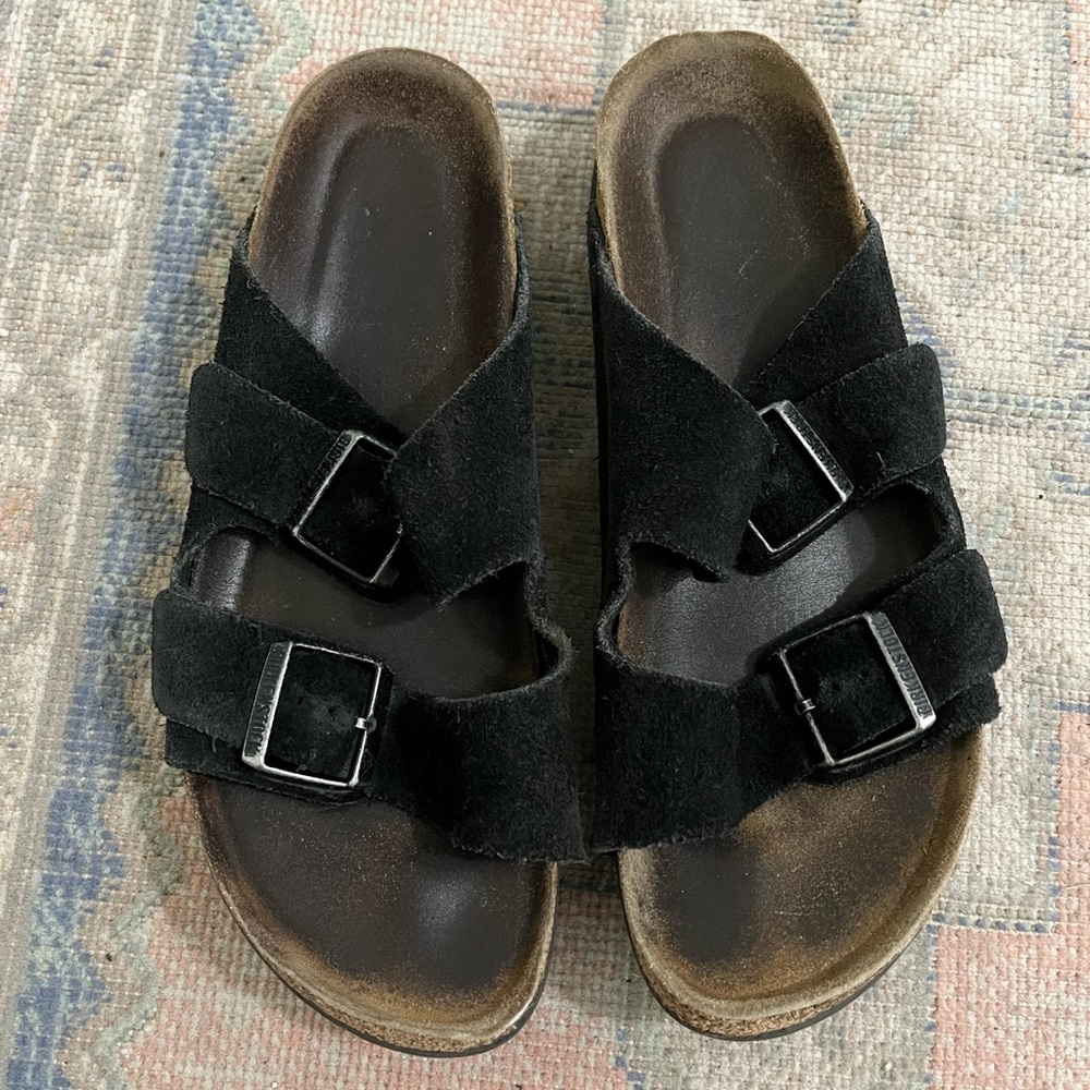 Black Suede Birkenstock Arizona Sandals - Size 41